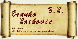 Branko Matković vizit kartica
